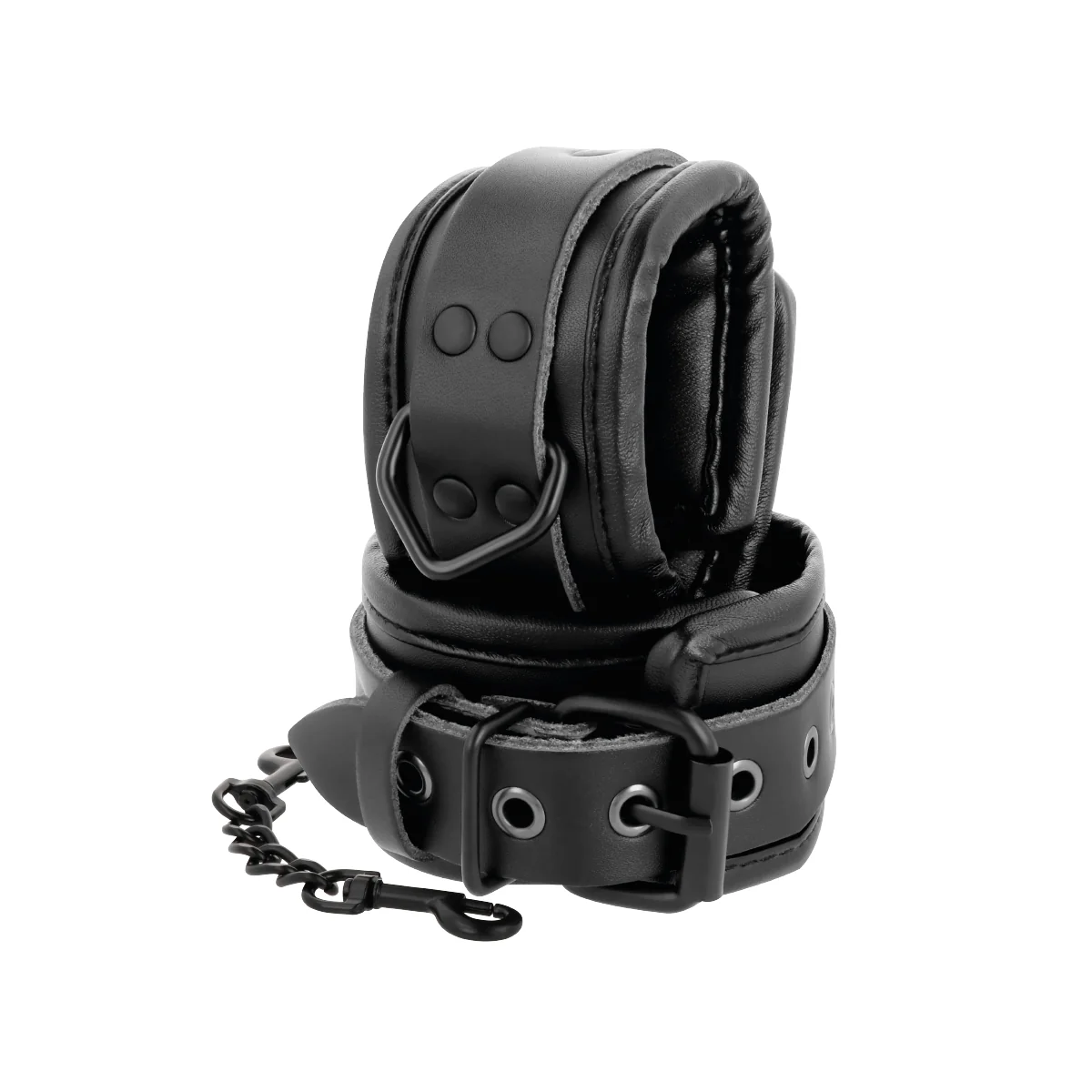 Verstellbare Knöchel-Handschellen aus Schwarzem Leder von Darkness Bondage kaufen | Fesselliebe