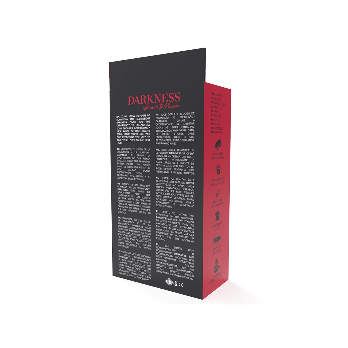 Schwarze, Verstellbare Lederhandschellen mit Vorhngeschloss von Darkness Bondage kaufen | Fesselliebe