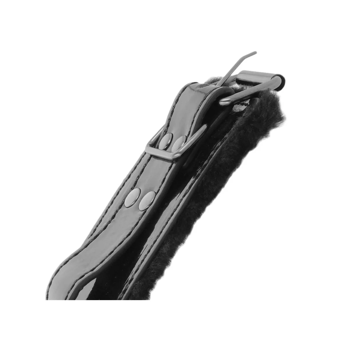 Verstellbare Handschellen aus Schwarzem Leder mit Vorhngeschloss von Darkness Bondage kaufen | Fesselliebe