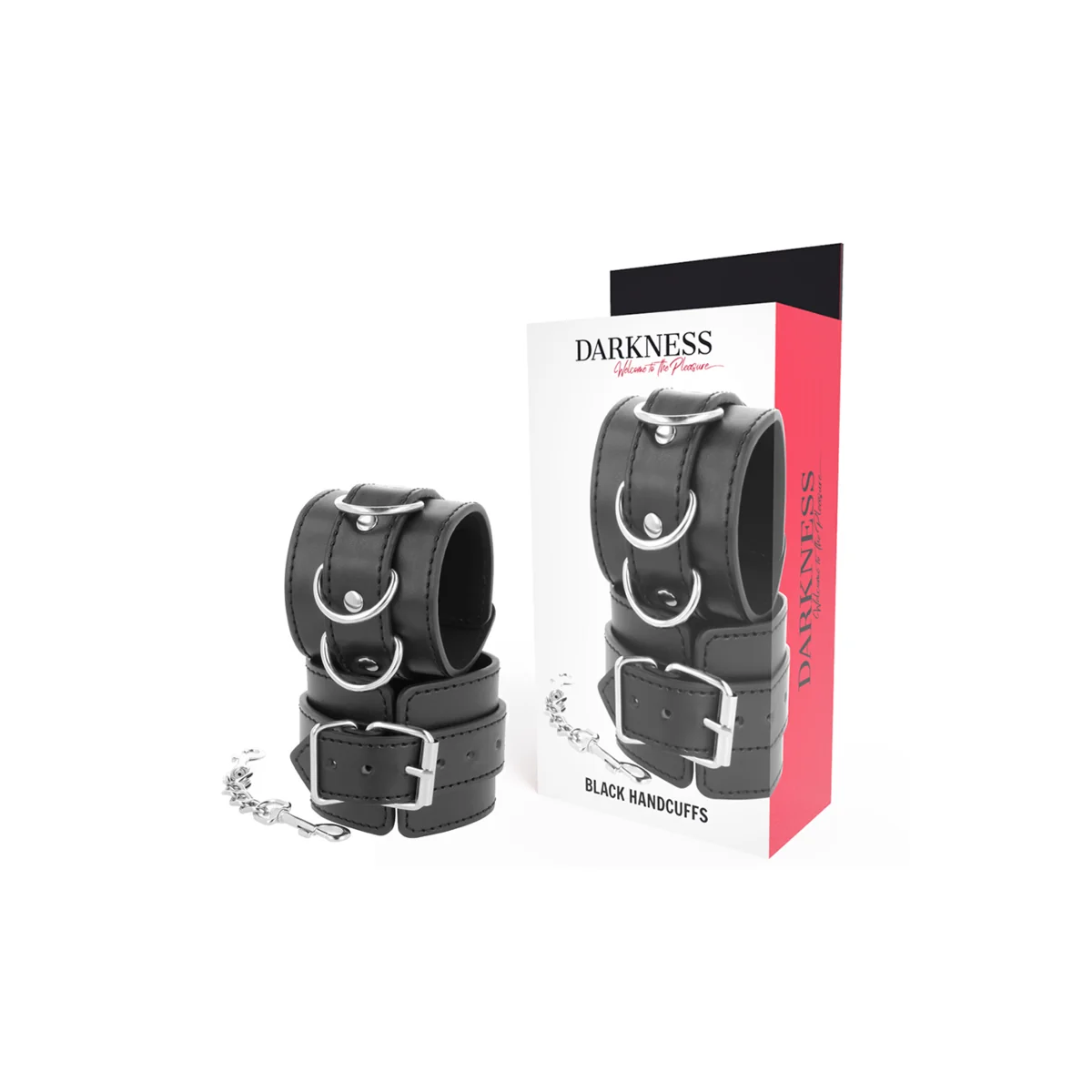Schwarze Handschellen von Darkness Bondage kaufen | Fesselliebe