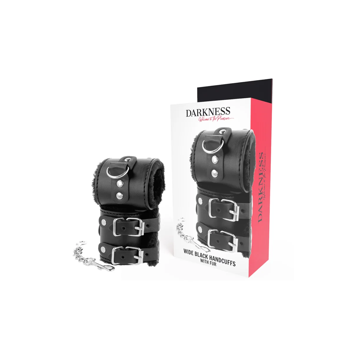 Schwarze, Verstellbare Lederhandschellen mit Futter von Darkness Bondage kaufen | Fesselliebe