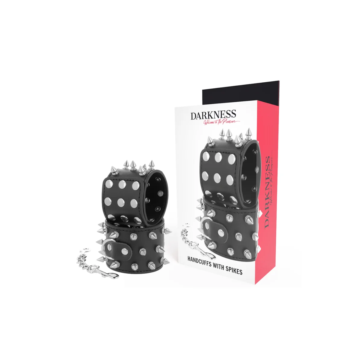 Skulls And Bones Schwarze Handschellen mit Spikes von Darkness Bondage kaufen | Fesselliebe