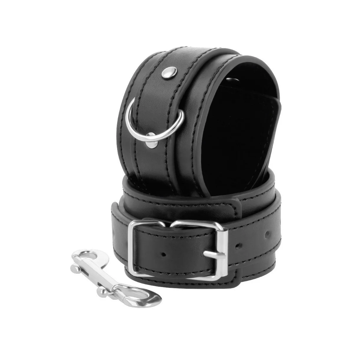Schwarze Verstellbare Handschellen mit Doppeltem Verstärkungsband von Darkness Bondage kaufen | Fesselliebe