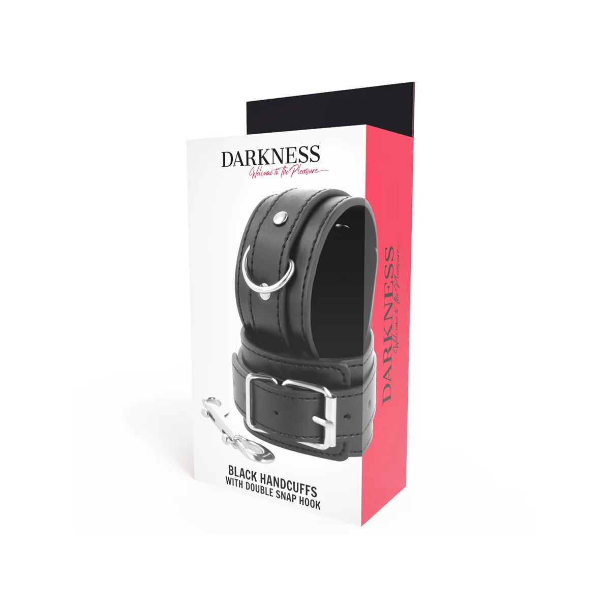Schwarze Verstellbare Handschellen mit Doppeltem Verstärkungsband von Darkness Bondage kaufen | Fesselliebe