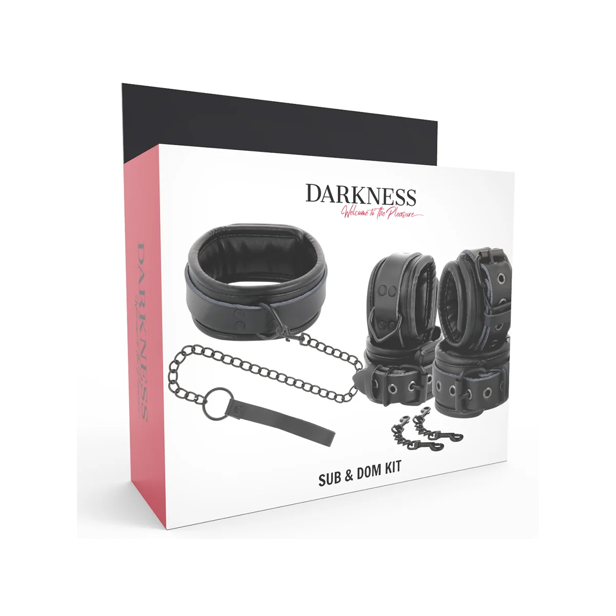 Handschellen und Kragen aus Schwarzem Leder von Darkness kaufen | Fesselliebe