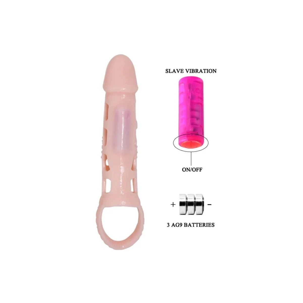 Penis Extender Cover mit Vibration und Natürlichem Gurt 13.5 cm von Baile For Him kaufen | Fesselliebe