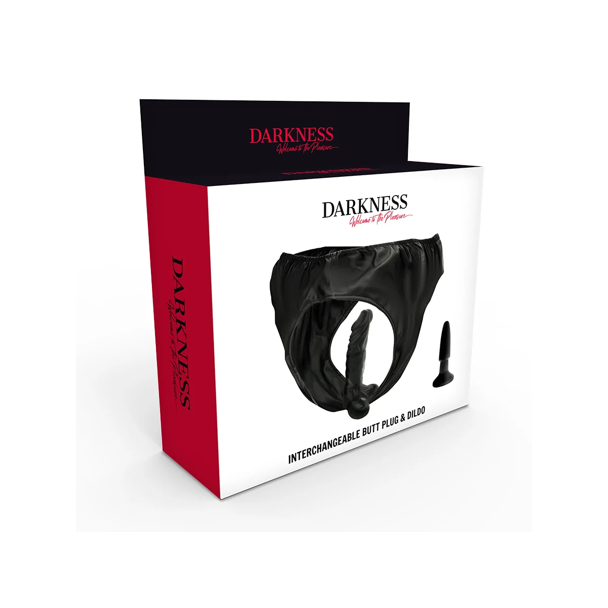 Höschen mit Plug und Auswechselbarem Dildo von Darkness Sensations kaufen | Fesselliebe