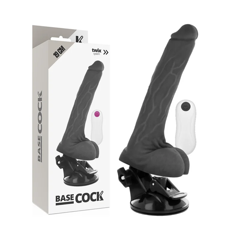 Realistischer Vibrator mit Fernbedienung Schwarz 19 cm -O- 4 cm von Basecock kaufen | Fesselliebe