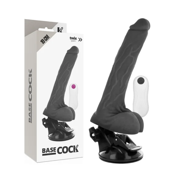 Realistischer Vibrator mit Fernbedienung Schwarz 19 cm -O- 4 cm von Basecock kaufen | Fesselliebe