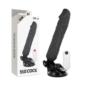 Realistischer Vibrator mit Fernbedienung Schwarz 20 cm -O- 4 cm von Basecock kaufen | Fesselliebe