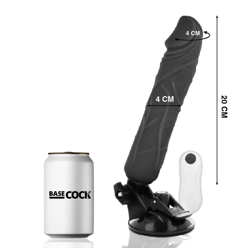 Realistischer Vibrator mit Fernbedienung Schwarz 20 cm -O- 4 cm von Basecock kaufen | Fesselliebe 2