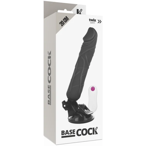 Realistischer Vibrator mit Fernbedienung Schwarz 20 cm -O- 4 cm von Basecock kaufen | Fesselliebe