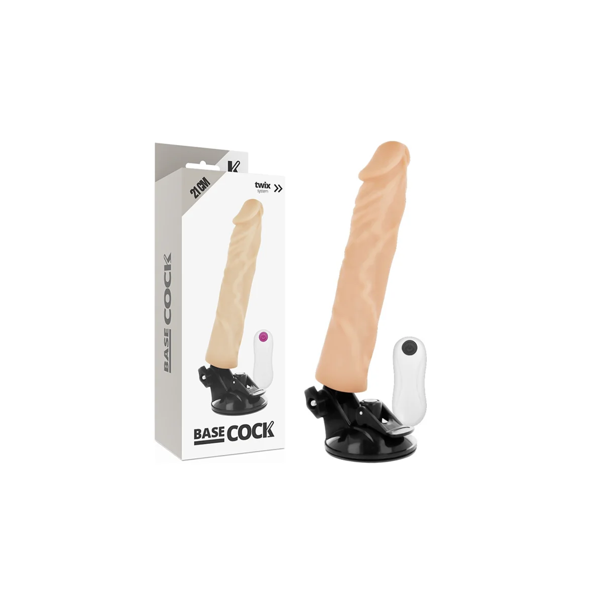 Realistischer Vibrator mit Fernbedienung Naturweiss 21 cm -O- 4 cm von Basecock kaufen | Fesselliebe