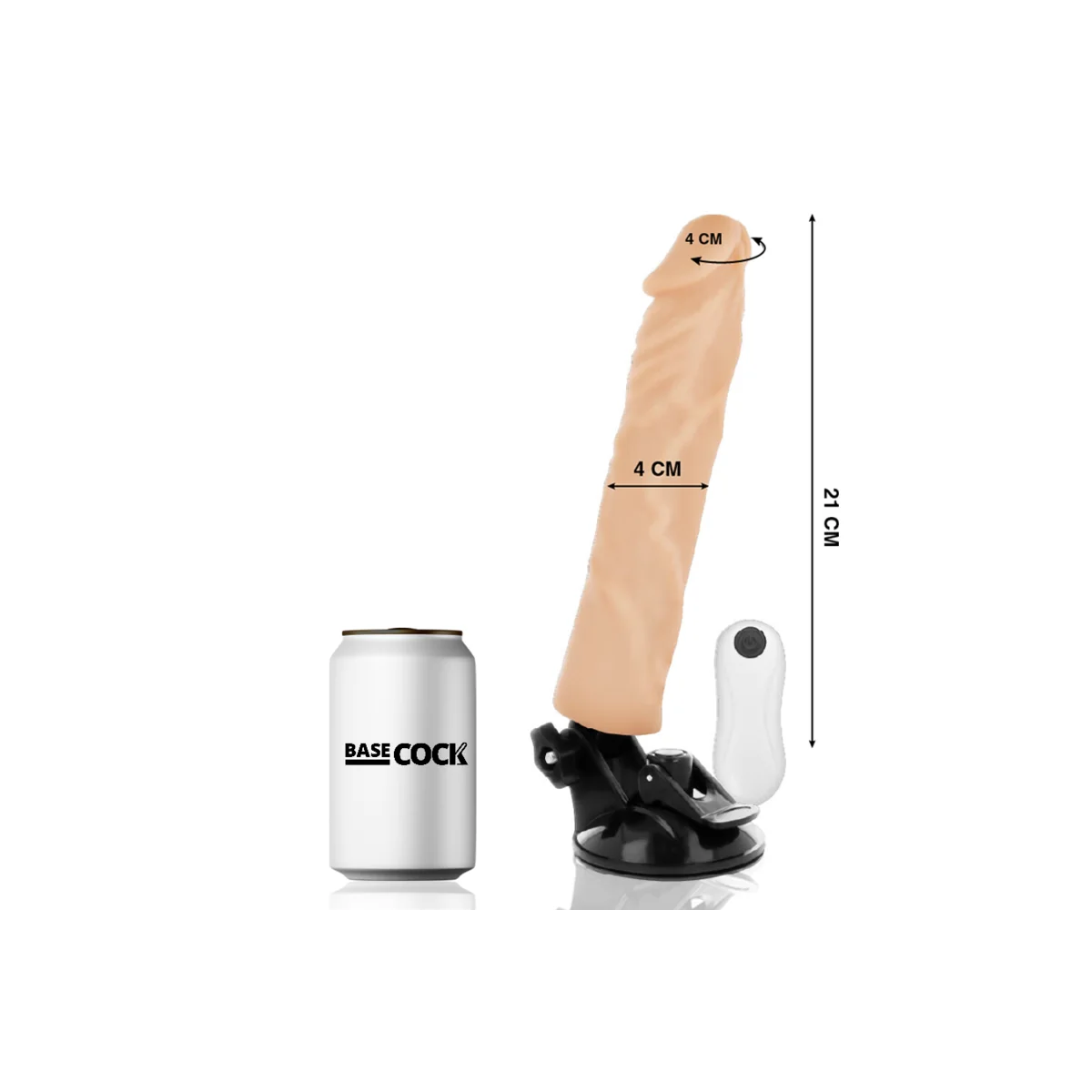 Realistischer Vibrator mit Fernbedienung Naturweiss 21 cm -O- 4 cm von Basecock kaufen | Fesselliebe