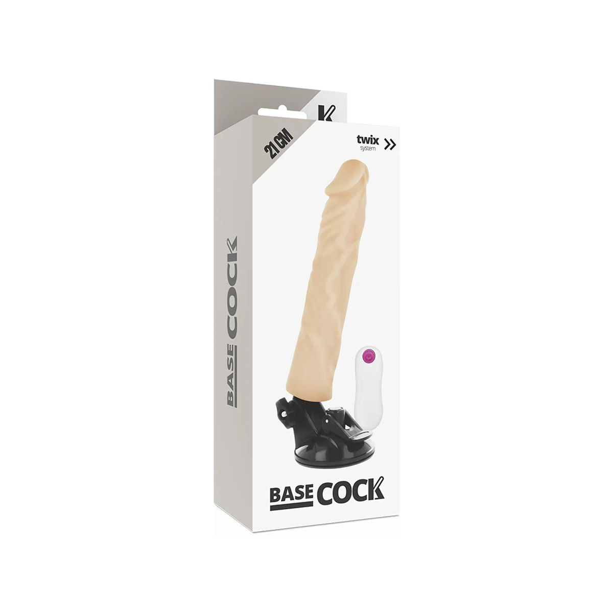 Realistischer Vibrator mit Fernbedienung Naturweiss 21 cm -O- 4 cm von Basecock kaufen | Fesselliebe