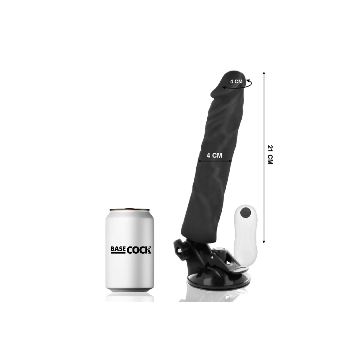 Realistischer Vibrator mit Fernbedienung Schwarz 21 cm -O- 4 cm von Basecock kaufen | Fesselliebe