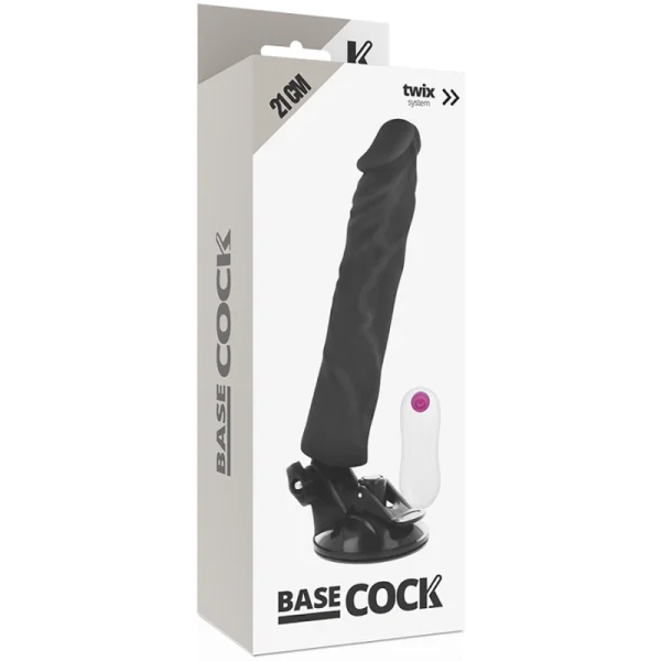 Realistischer Vibrator mit Fernbedienung Schwarz 21 cm -O- 4 cm von Basecock kaufen | Fesselliebe
