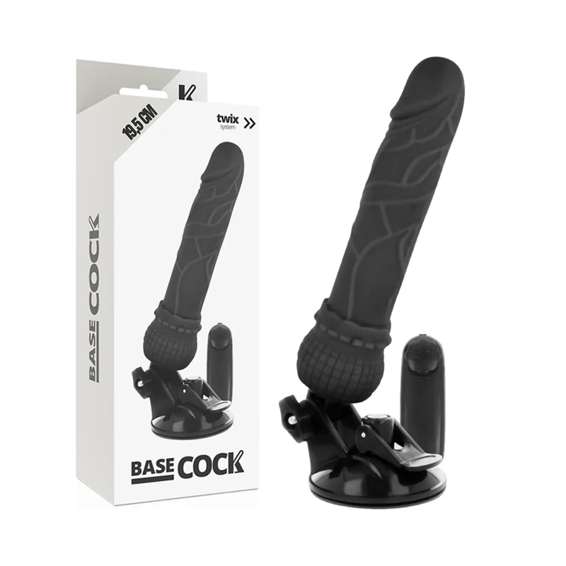 Realistischer Vibrator mit Fernbedienung Schwarz 19.5 cm -O- 4 cm von Basecock kaufen | Fesselliebe