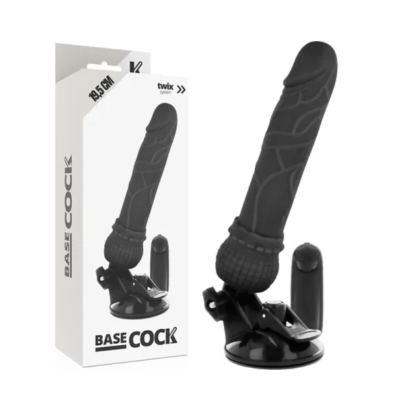 Realistischer Vibrator mit Fernbedienung Schwarz 19.5 cm -O- 4 cm von Basecock kaufen | Fesselliebe