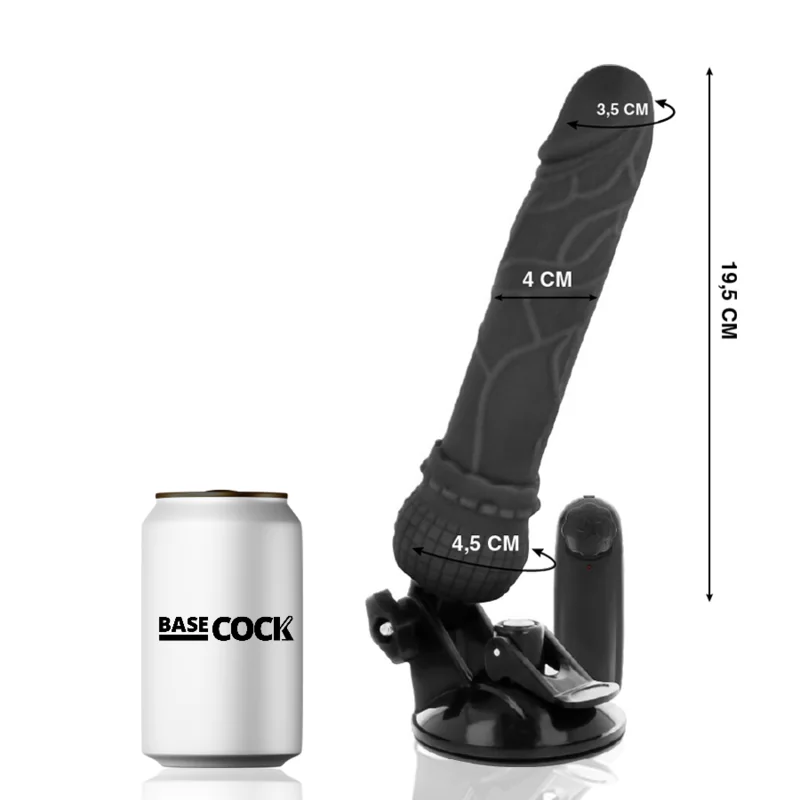 Realistischer Vibrator mit Fernbedienung Schwarz 19.5 cm -O- 4 cm von Basecock kaufen | Fesselliebe 2
