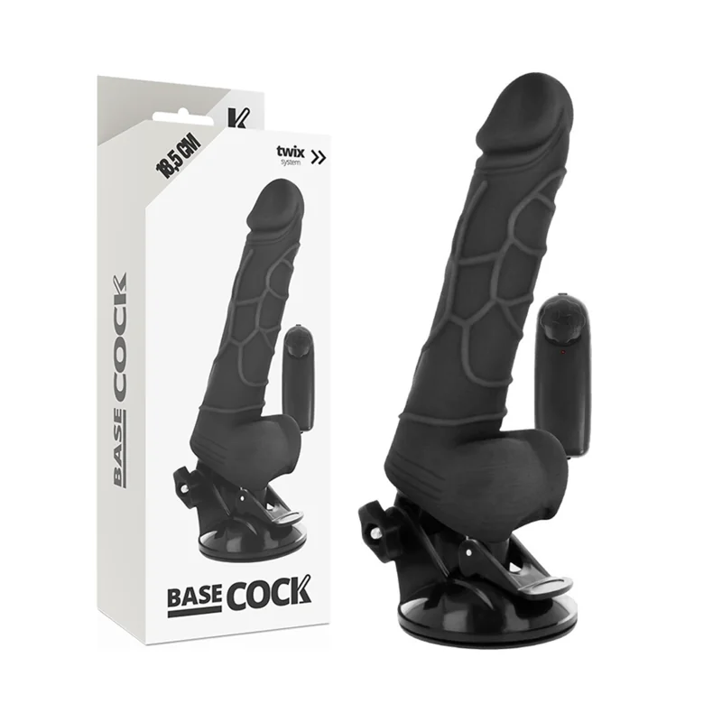 Realistischer Vibrator mit Fernbedienung Schwarz 18.5 cm -O- 4cm von Basecock kaufen | Fesselliebe
