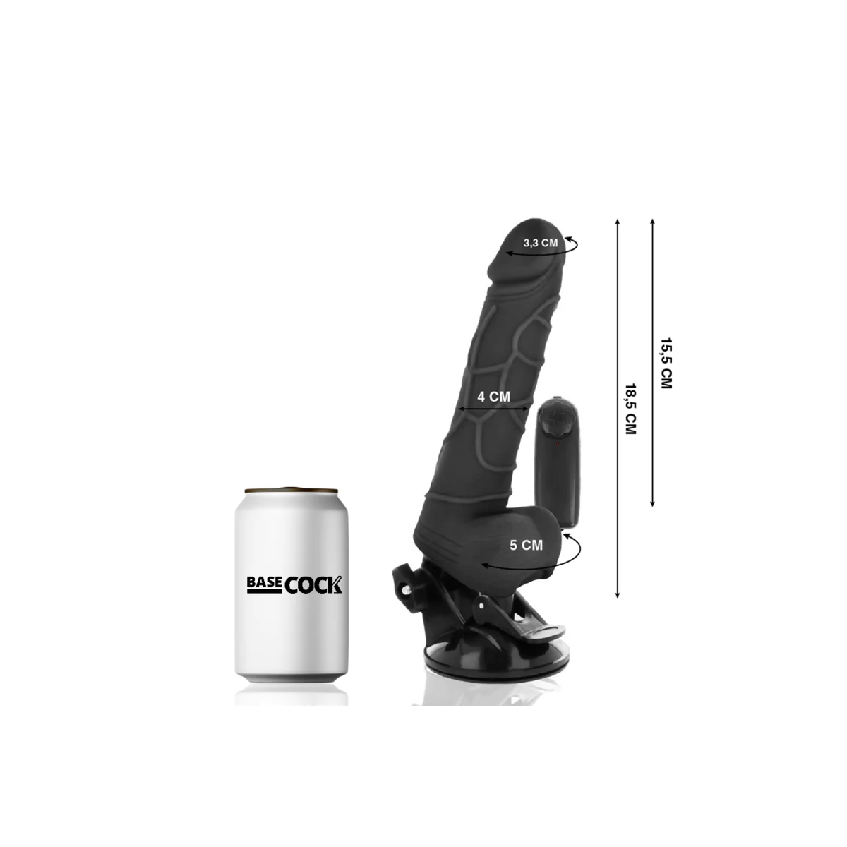Realistischer Vibrator mit Fernbedienung Schwarz 18.5 cm -O- 4cm von Basecock kaufen | Fesselliebe