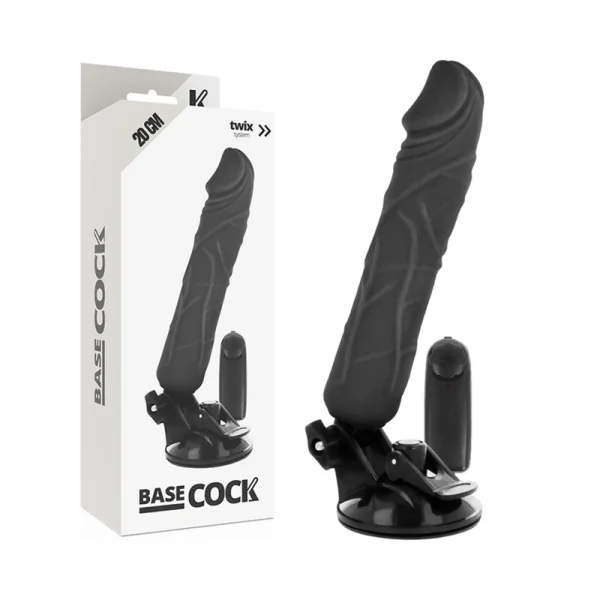 Realistischer Vibrator mit Fernbedienung Schwarz 20 cm -O- 4 cm von Basecock kaufen | Fesselliebe