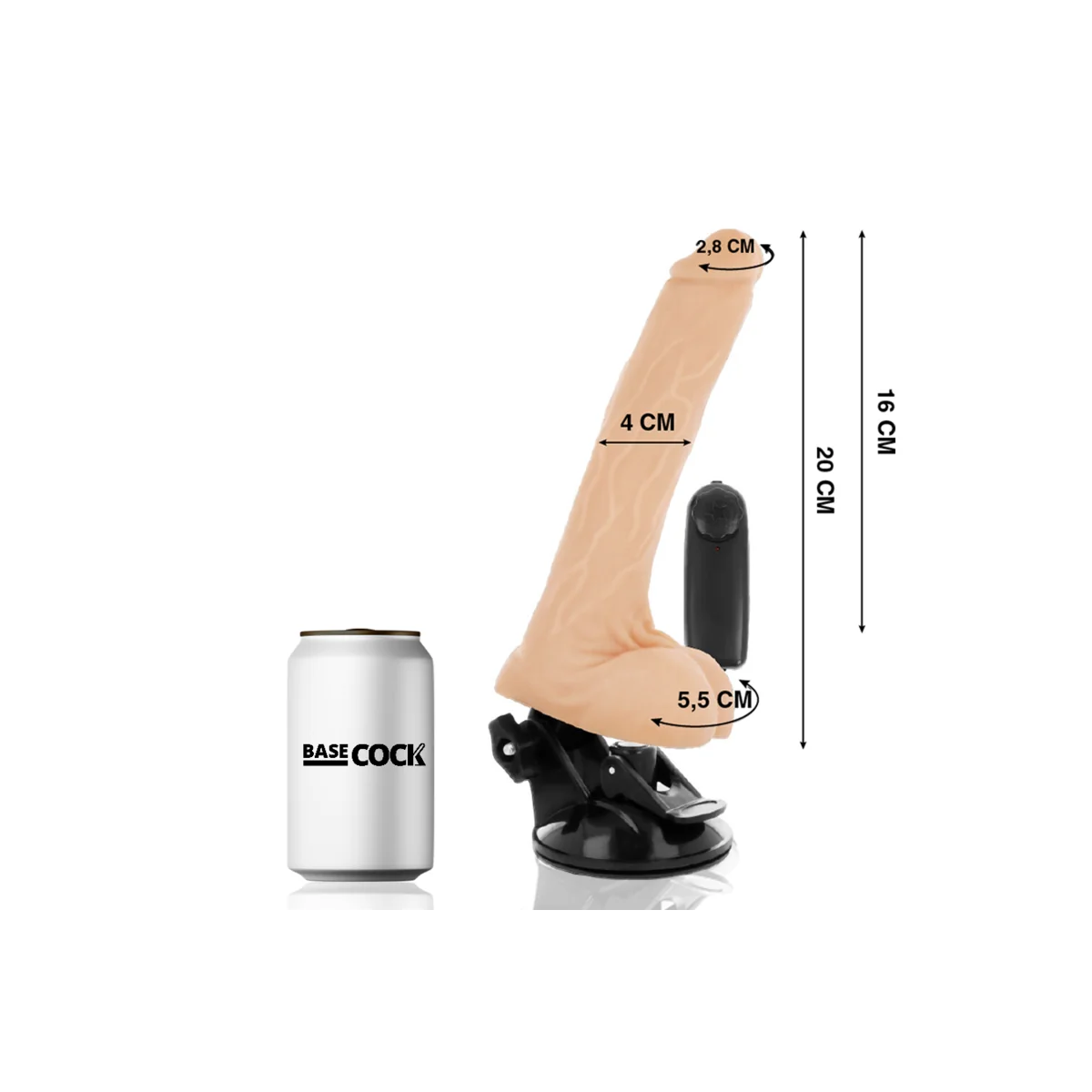 Realistischer Vibrator mit Fernbedienung mit Hoden 20 cm -O- 4 cm von Basecock kaufen | Fesselliebe