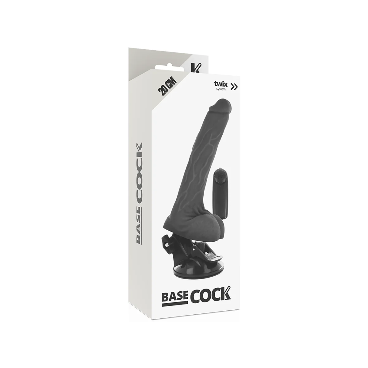 Realistischer Vibrator mit Fernbedienung Schwarz mit Hoden 20 cm -O- 4 cm von Basecock kaufen | Fesselliebe