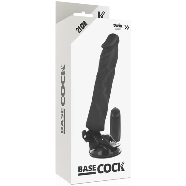Realistischer Vibrator mit Fernbedienung Schwarz 21 cm -O- 4 cm von Basecock kaufen | Fesselliebe