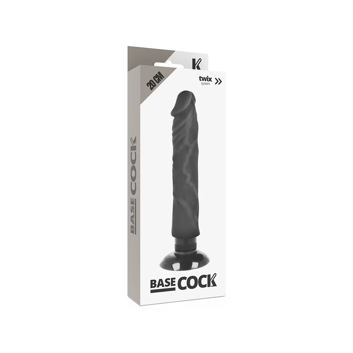 Realistischer Vibrator 2-1 Schwarz 20 cm -O- 4 cm von Basecock kaufen | Fesselliebe