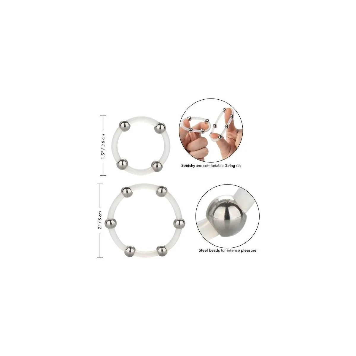 Stahlperlen-Silikonring-Set von Calexotics kaufen | Fesselliebe