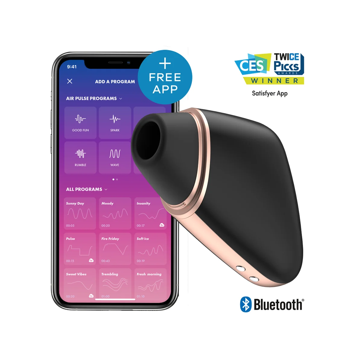 Love Triangle Stimulator & Vibrator Schwarz von Satisfyer Connect kaufen | Fesselliebe