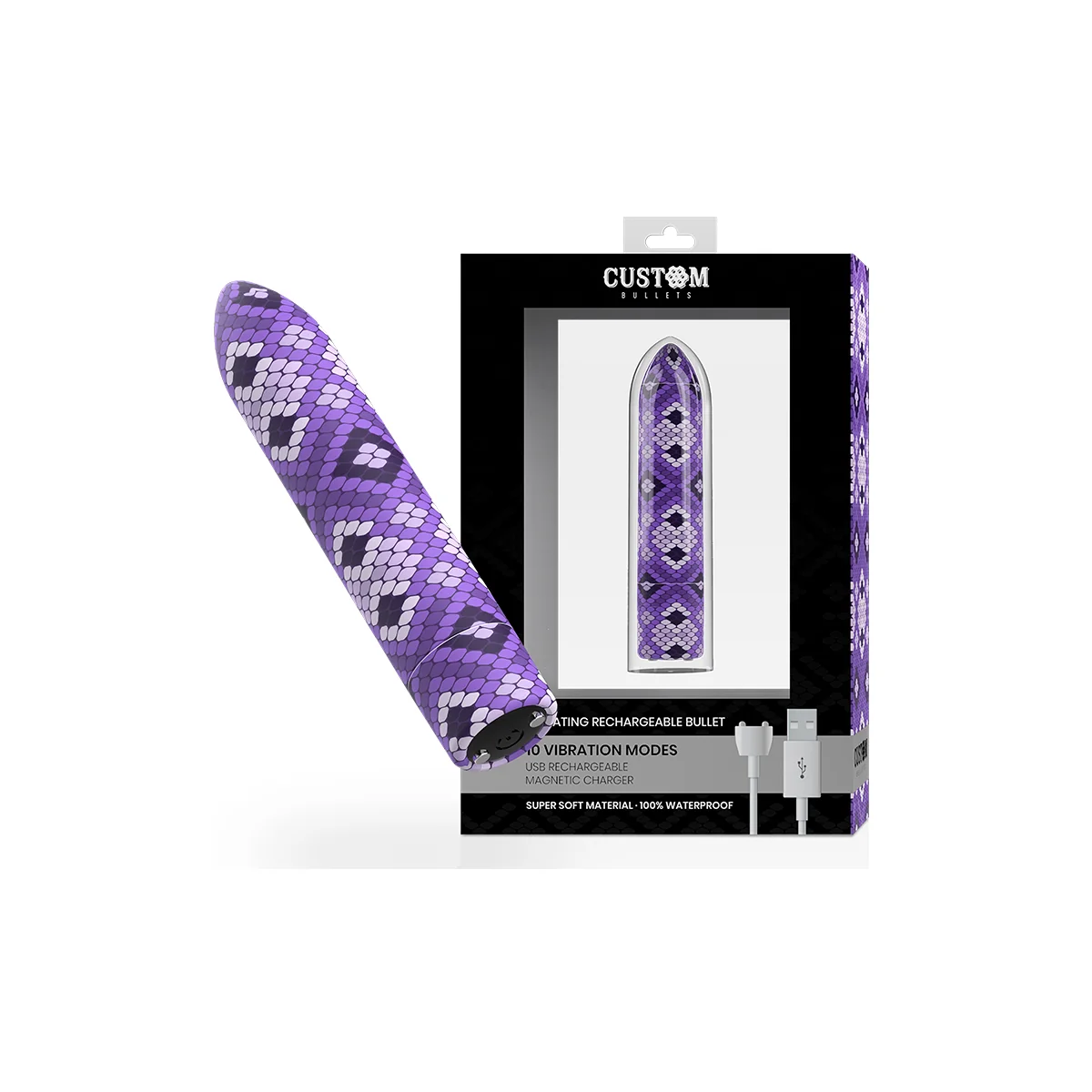 Rechargeable Snake Purple Magnetic Bullet 10v von Custom Bullets kaufen | Fesselliebe