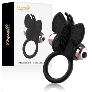 Cockring Schmetterling mit Vibrator Schwarz/ Gold von Coquette Toys kaufen | Fesselliebe