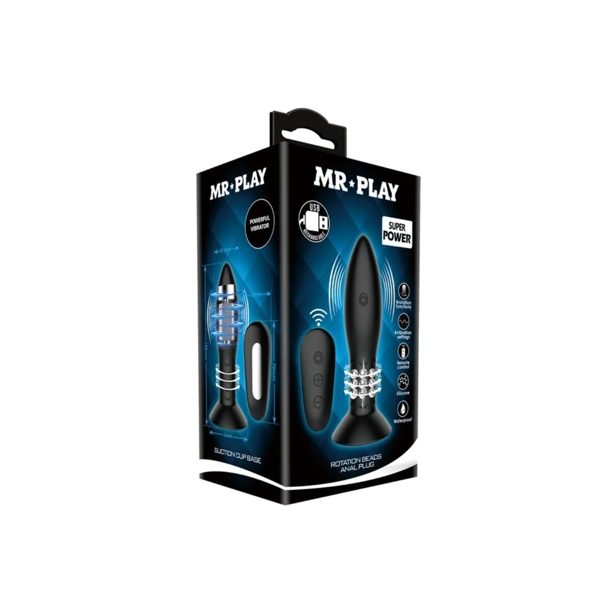 Stecker mit Schwarzen Rotierenden Bällen mit Fernbedienung von Mr Play kaufen | Fesselliebe