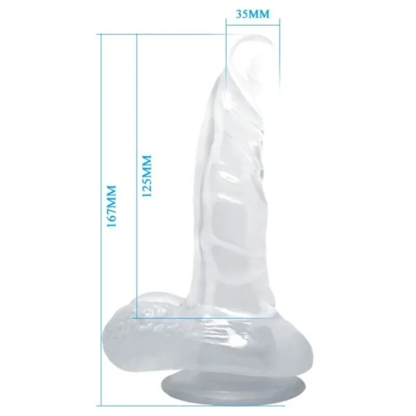 Realistischer Dildo mit Saugnapf und Hoden 16.7 cm Transparent von Baile Dildos kaufen | Fesselliebe