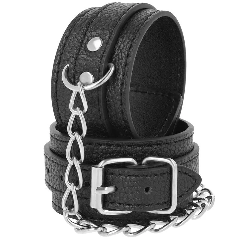 Handschellen aus Schwarzem Strukturiertem Leder von Darkness Bondage kaufen | Fesselliebe 2