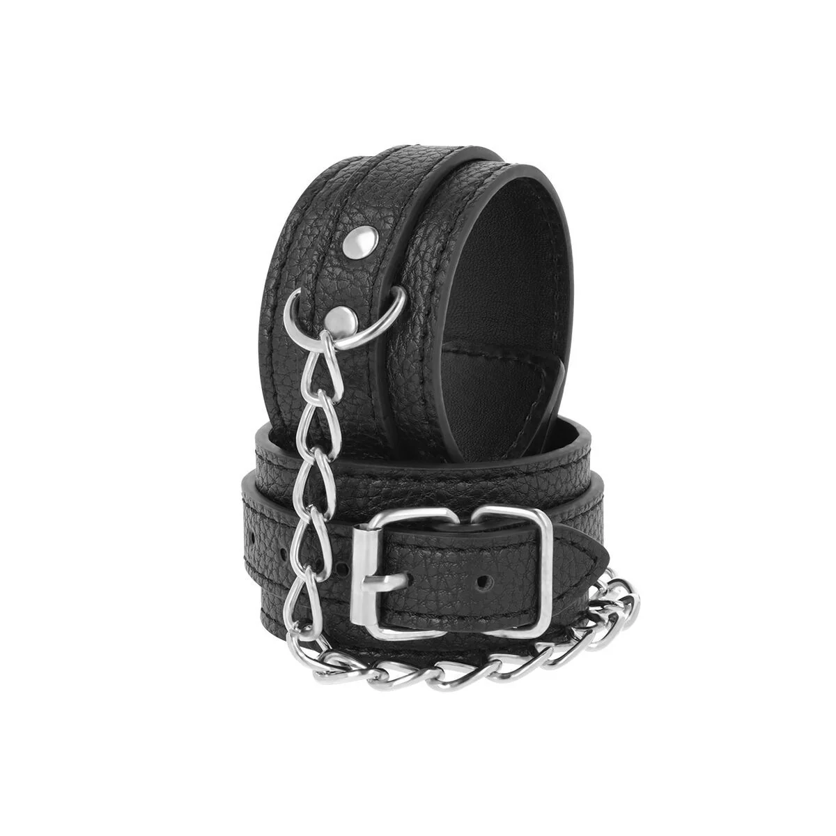 Handschellen aus Schwarzem Strukturiertem Leder von Darkness Bondage kaufen | Fesselliebe