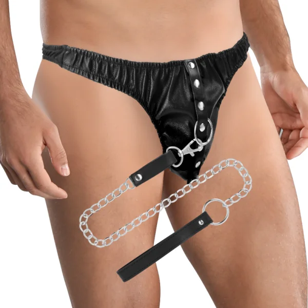 Submission-Tanga mit Metallkette von Darkness Bondage kaufen | Fesselliebe
