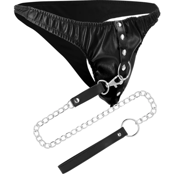 Submission-Tanga mit Metallkette von Darkness Bondage kaufen | Fesselliebe