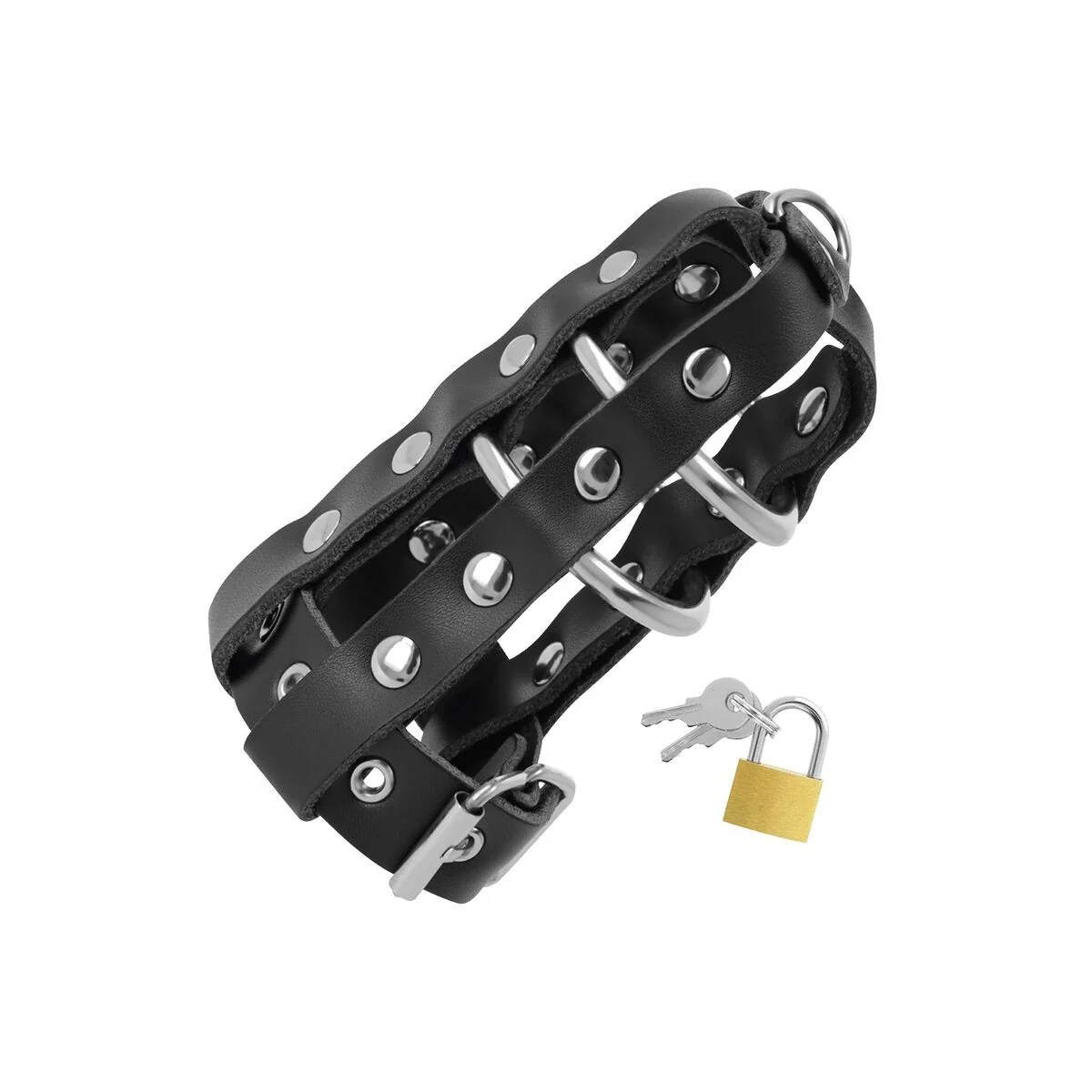 Keuschheitskfig aus Leder mit Schloss von Darkness Bondage kaufen | Fesselliebe