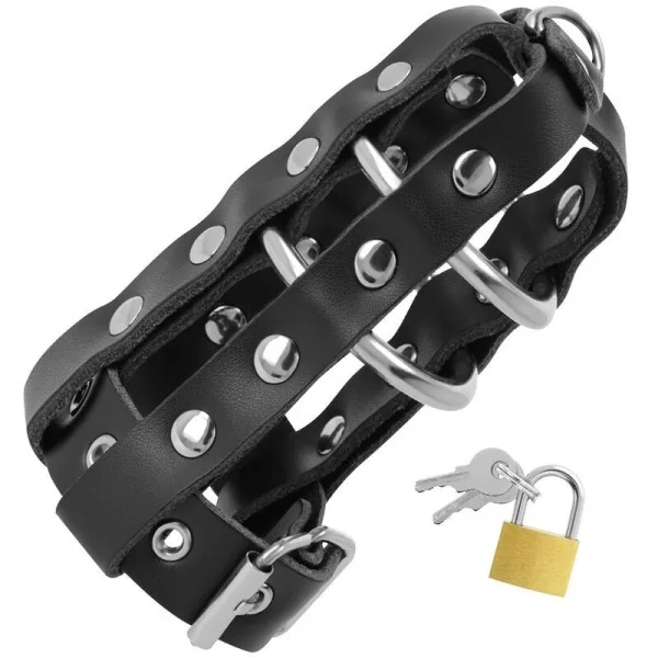 Keuschheitskfig aus Leder mit Schloss von Darkness Bondage kaufen | Fesselliebe