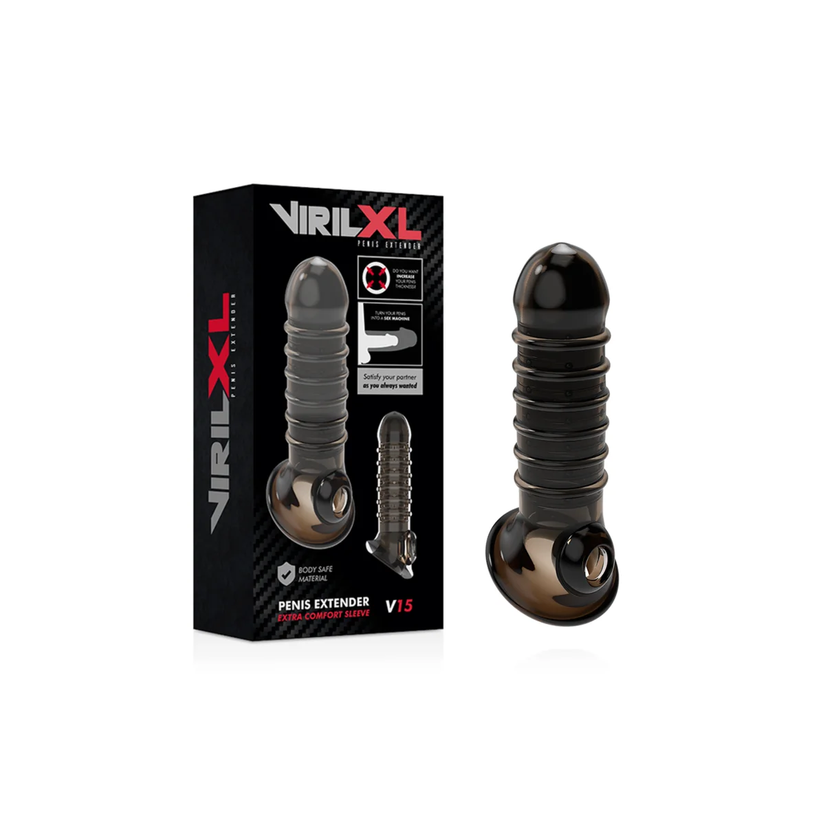 Penisverlängerung und Hülle V15 Schwarz von Virilxl kaufen | Fesselliebe