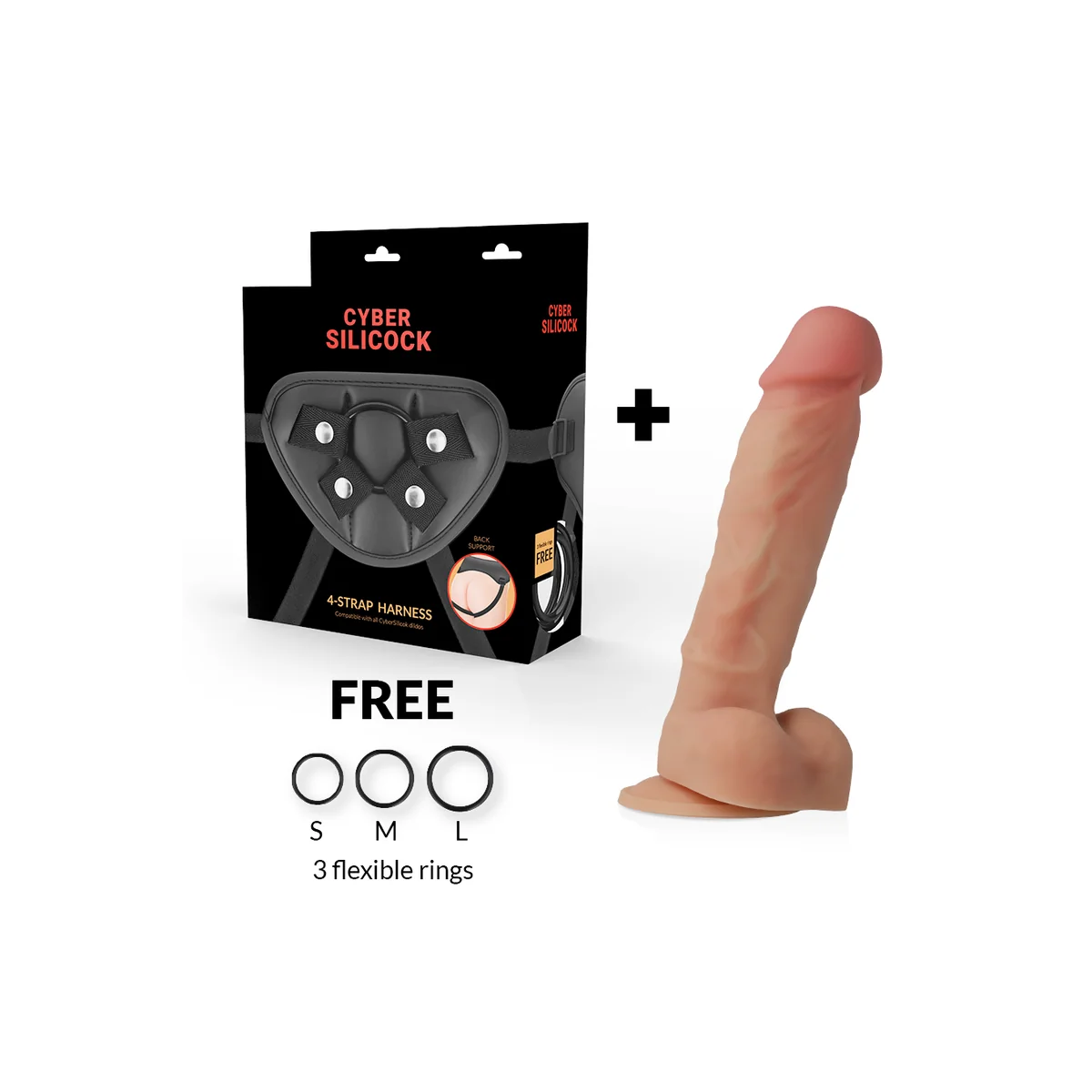 Strap-On Flüssige Silikon Oliver mit 3 Ringen Gratis 19 cm -O- 3.9 cm von Cyber Silicock kaufen | Fesselliebe