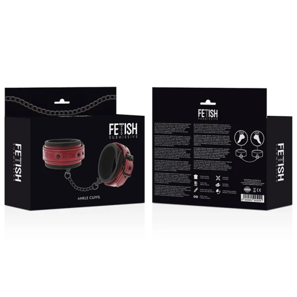 Knöchelhandschellen aus Veganem Leder mit Neoprenfutter von Fetish Submissive Dark Room kaufen | Fesselliebe