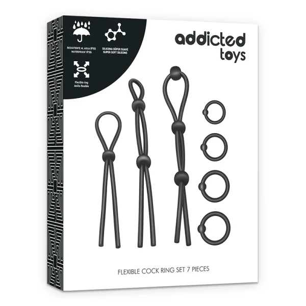 Flexibles Silikon-Cockring-Set 7-Teilig von Addicted Toys kaufen | Fesselliebe