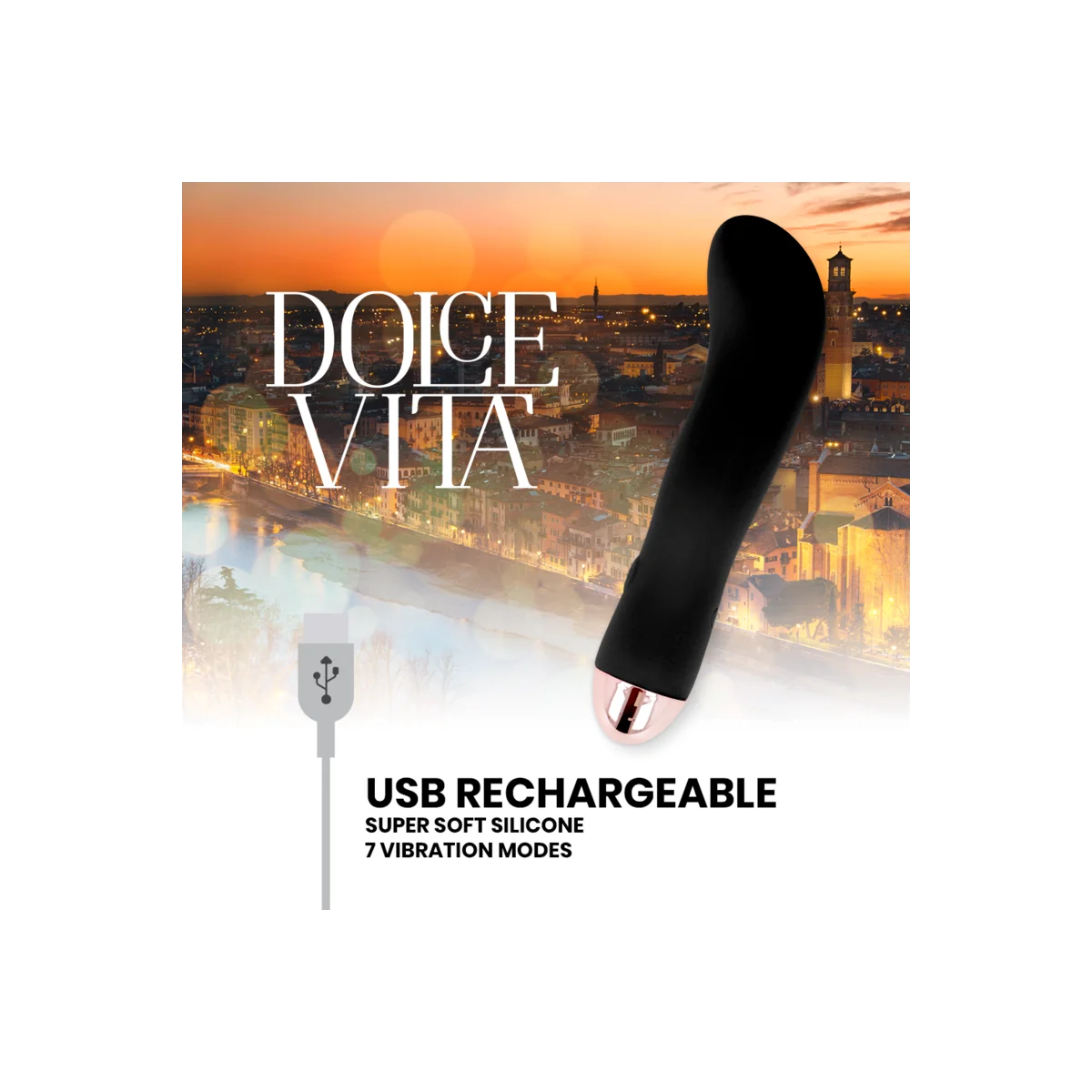 Aufladbarer Vibrator Zwei Schwarz 7 Geschwindigkeit von Dolce Vita kaufen | Fesselliebe