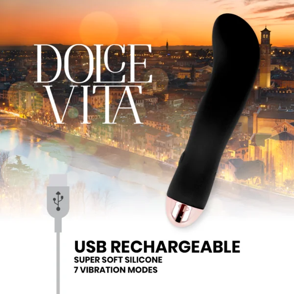 Aufladbarer Vibrator Zwei Schwarz 7 Geschwindigkeit von Dolce Vita kaufen | Fesselliebe