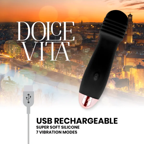 Aufladbarer Vibrator Drei Schwarz 7 Geschwindigkeit von Dolce Vita kaufen | Fesselliebe